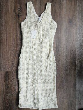 Cream fitted midi dress A New Day women's size XS summer sleeveless